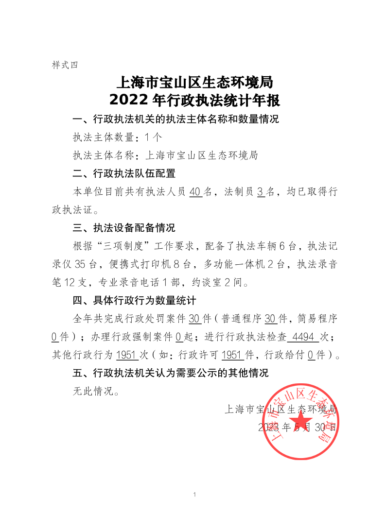 上海市宝山区生态环境局2022年行政执法统计年报.pdf