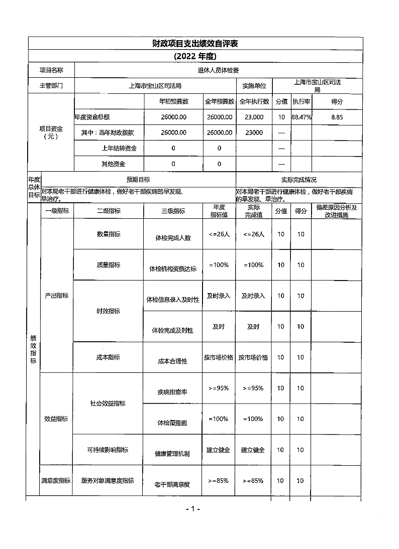 上海市宝山区司法局2022年度项目绩效自评结果信息.pdf