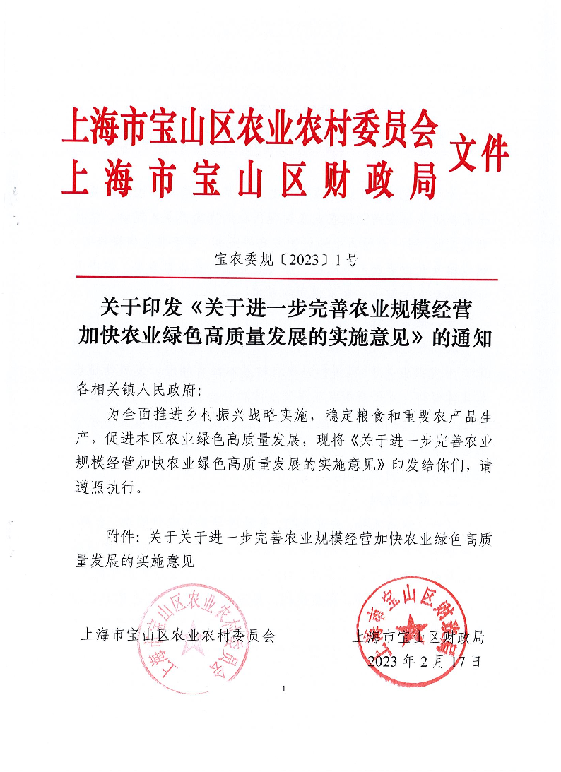 宝农委规〔2023〕1号关于印发《关于进一步完善农业规模经营加快农业绿色高质量发展的实施意见》的通知盖章版.pdf