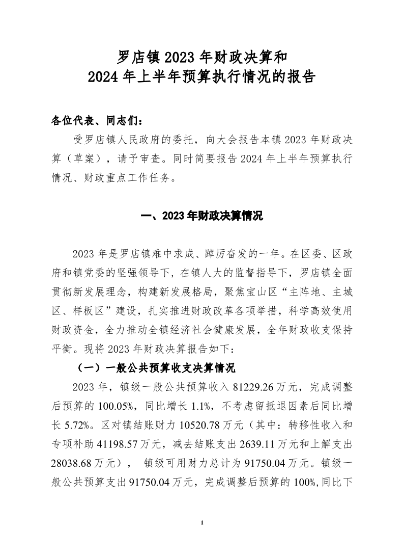 罗店镇2023年决算和2024年上半年执行情况的报告.pdf